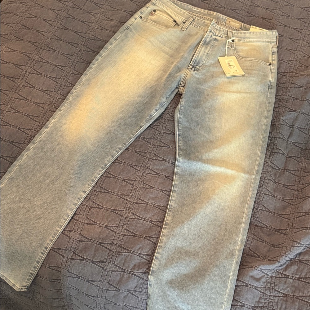 Ag Light Blue Graduate Tailored Leg Mid-rise Jeans